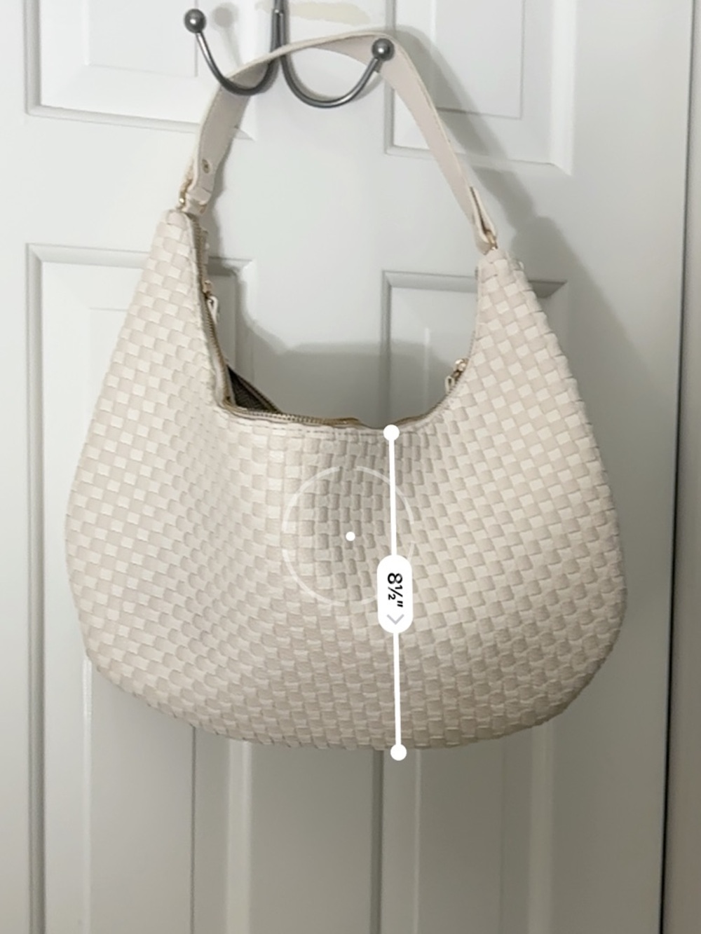 Lab-Crafted Cream Tote Bag with Gold Trim